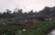 Una vivienda totalmente destruida en la compañía Guaica de San Estanislao. Según los pobladores y videos viralizados, la comunidad fue azotada por un tornado.