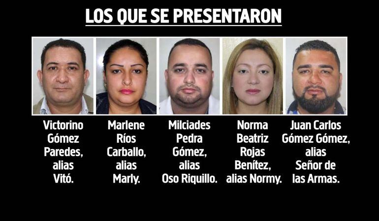 Los pedrojuaninos, "amigos" de farra del asesinado Marcos Rojas, quienes finalmente se presentaron ante la Fiscalía en Asunción.