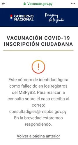 Quiso registrarse para la vacunación contra el COVID-19 pero aparece como muerto
