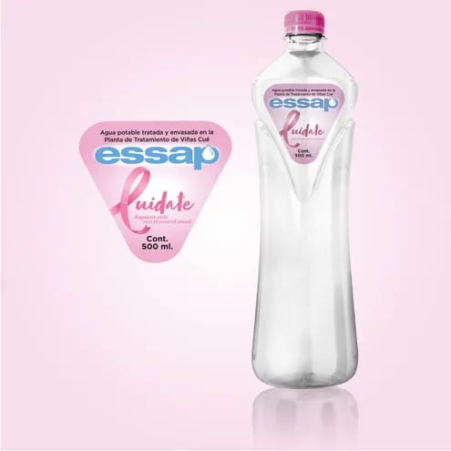 La Essap busca la forma de transmitir el mensaje sobre la prevención del cáncer de mama en sus botellas de edición especial.