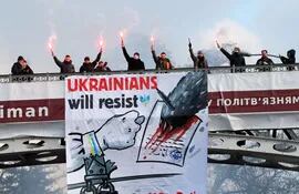 Ucranianos marcharon el pasado 12 de febrero contra Rusia y aseguran que resistirán.