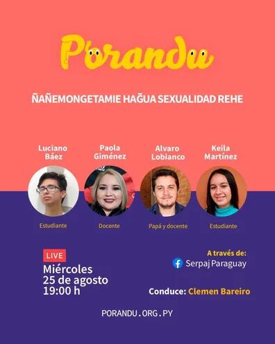 Afiche del primer programa "Porandu" para hablar sobre la Educación Integral de la Sexualidad.