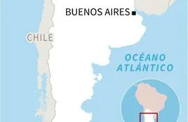 Mapa localizando la ciudad de Río Grande, en la provincia argentina de Tierra del Fuego, donde cuatro personas murieron este viernes luego de que el avión sanitario en el que viajaban se salió de pista - AFP / AFP