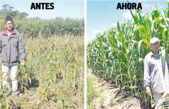 Una comparación de un antes y un después en el campo de Trifón Ruiz Díaz en San Juan Nepomuceno.