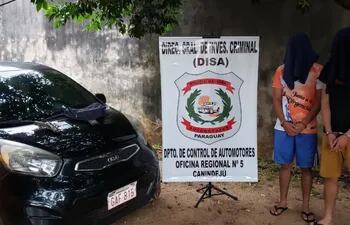 El policía y su acompañante fueron detenidos por agentes de la sección Automotores en el departamento de San Pedro.