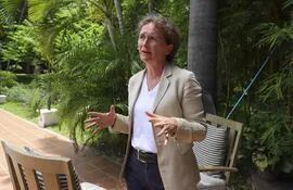 La coordinadora residente de las Naciones Unidas en Tegucigalpa, Alice Shackelford, habla durante una entrevista con EFE, el viernes 7 de julio de 2023, en Tegucigalpa (Honduras).
