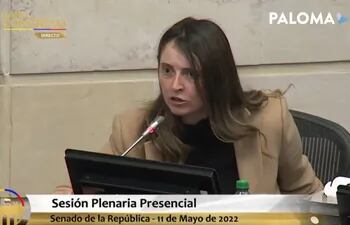 Senadora Paloma Valencia, en plenaria el pasado miércoles.