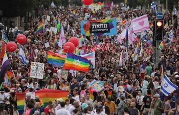 Marcha anual en Jerusalén por el Día del Orgullo Gay.  (EFE)