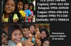 Afiche de la campaña solidaria para la comunidad indígena Avá Guaraní.