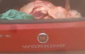 Unos 200 kilos de carne fueron recuperados en poder de los presuntos abigeos.