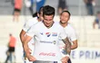 Danilo Santacruz festeja uno de los tantos que convirtió en la victoria por goleada 3-0 de Nacional sobre Guaireña en el Arsenio Erico por la jornada 19 del torneo Clausura 2022 del fútbol paraguayo.