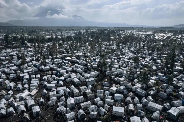 El campamento de Rusayo, en las afueras de Goma, República Democrática del Congo, alberga a decenas de miles de desplazados por los combates.