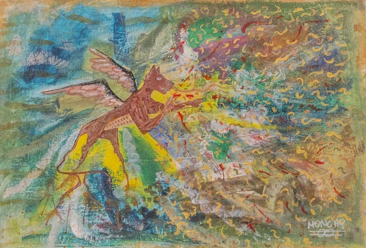 Una de las pinturas de Moncho Servín que formarán parte de la exposición "Invocando a los seres. Prácticas de liberación", que se habilitará hoy en la galería Luna Roja.