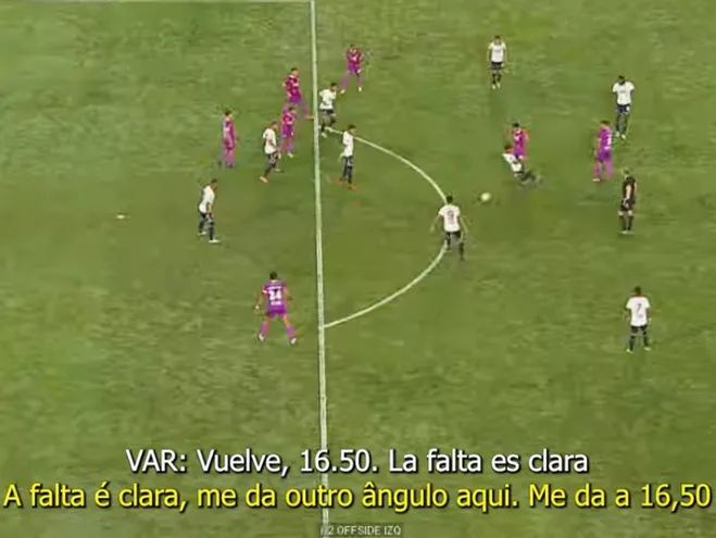 El análisis VAR de la jugada de la falta a Lorenzo Melgarejo antes del segundo gol de Nacional.