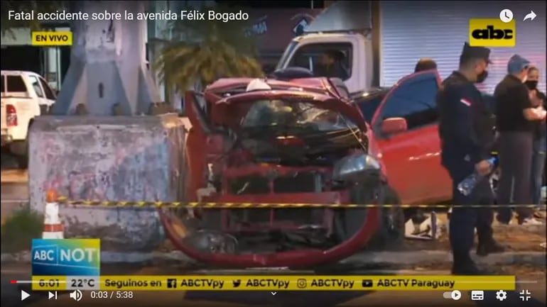 Un joven de 28 años perdió la vida en un fatal accidente sobre la avenida Félix Bogado.