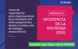 Flyer promocional del primer módulo del Diálogo Democrático: Incidencia de la Sociedad Civil para el desarrollo sostenible.