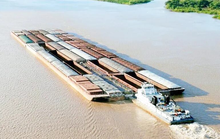 La hidrovía es la principal vía de salida de las exportaciones de Paraguay.