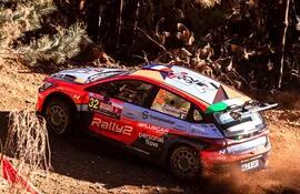 Gran performance de Fau Zaldívar y Marcelo Der Ohannesian (Hyundai i20 N Rally2) durante el “shakedown” de ayer.