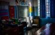 Un aula vacía en una escuela de la localidad de Comodoro Rivadavia, en la provincia argentina de Chubut.