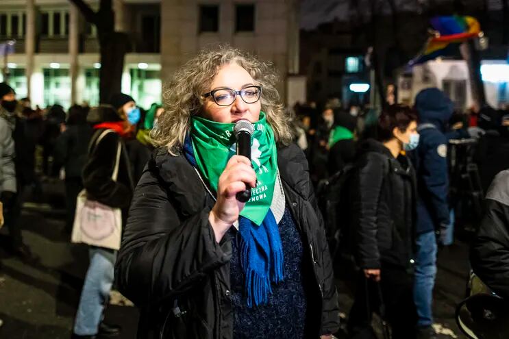 Marta Lempart durante una manifestación pro-aborto en enero.