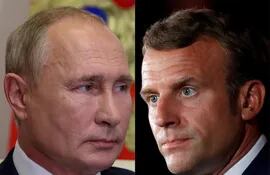 El presidente de Rusia, Vladimir Putin y el gobernante francés, Emmanuel Macron.