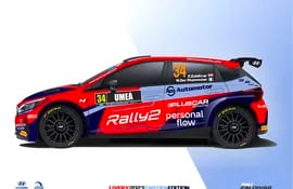 Así lucirá el Hyundai i20 N Rally2 de Fabrizio Zaldívar y Marcelo Der Ohannesian en la temporada 2023 del WRC.