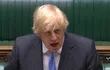 Una captura de video de las imágenes transmitidas por la Unidad de Grabación Parlamentaria (PRU) del Parlamento del Reino Unido muestra al primer ministro británico, Boris Johnson, dando una declaración en la Cámara de los Comunes en Londres.