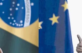 La presidenta de la Comisión Europea, Úrsula von der Leyen, y el mandatario de Brasil y presidente pro tempore del Mercosur, Lula da Silva. (EFE)