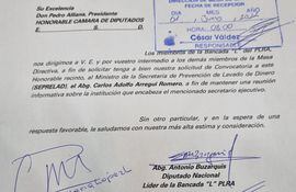 Pedido de convocatoria a Carlos Arregui por parte de Diputados.