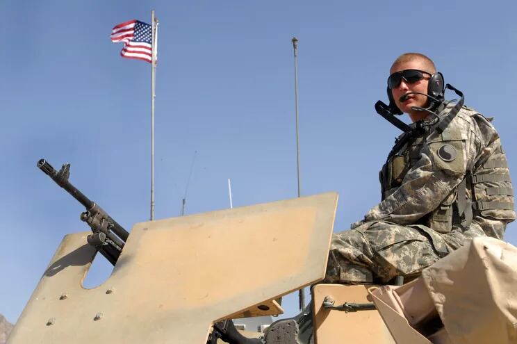 Un soldado estadounidense en patrulla en la provincia de Farah, Afganistán, en marzo de 2007.