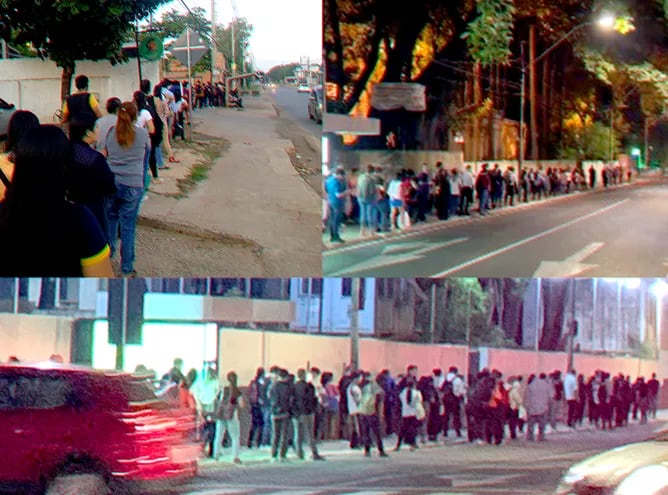 Reportes ciudadanos de multitudes de gente aguardando colectivos sobre las principales paradas de Asunción.