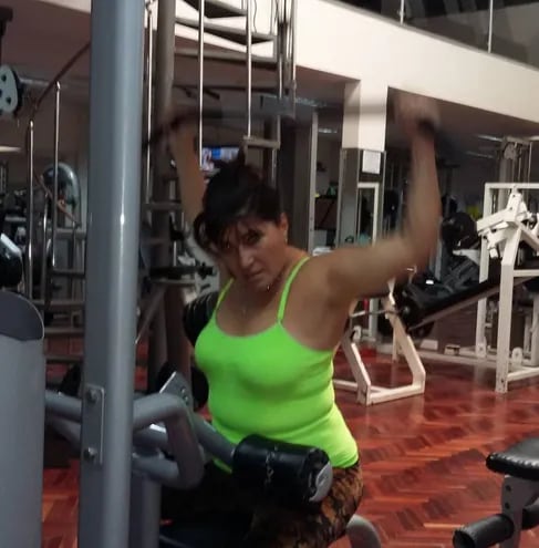 María Lidia en su rutina de actividad física.