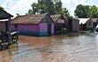 Inundación en zonas de Ayolas, departamento de Misiones.