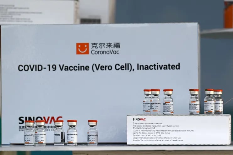 Frascos de la vacuna Coronavac, producida por la firma china Sinovac.