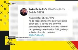 La respuesta amenazante que recibió un ciudadano al publicar un tuit relacionado a Sandra Quiñónez.