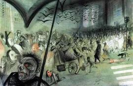 Ilustración de Luis Scafati (Mendoza, 1947) para “La peste escarlata.”