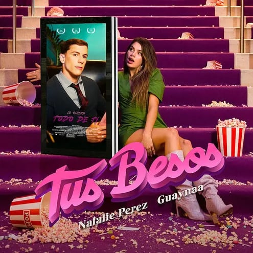 Natalie Pérez y Guaynaa en la portada del sencillo "Tus Besos", que llegó hoy a las plataformas digitales.