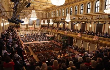 Tradicional Concierto de Año Nuevo de la Filarmónica de Viena, este domingo, en la Sala Dorada de la "Wiener Musikverein" de Viena.