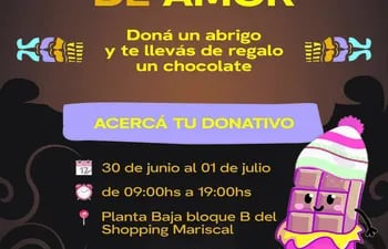 Este viernes y sábado se realiza la campaña "Dulce abrigo", en el Shopping Mariscal.