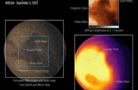 El flamante Telescopio Espacial James Webb capturó sus primeras imágenes y espectros de Marte, una perspectiva única del planeta rojo con su sensibilidad infrarroja.