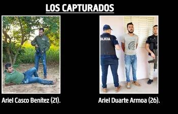 Ariel Casco Benítez y Ariel Duarte Armoa, capturados en Itanará.