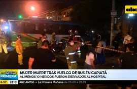Mujer muere tras vuelco de bus en Capiatá