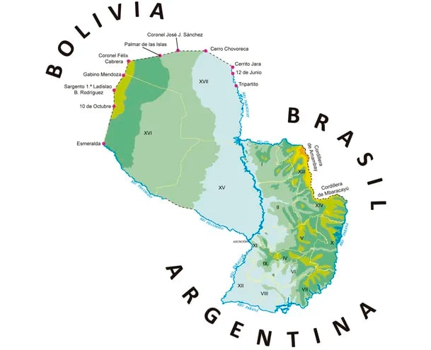 Límites naturales y convencionales del Paraguay.