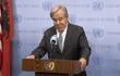 El secretario general de la ONU, Antonio Guterres, durante una conferencia de prensa en la sede del organismo en Nueva York.  (EFE)