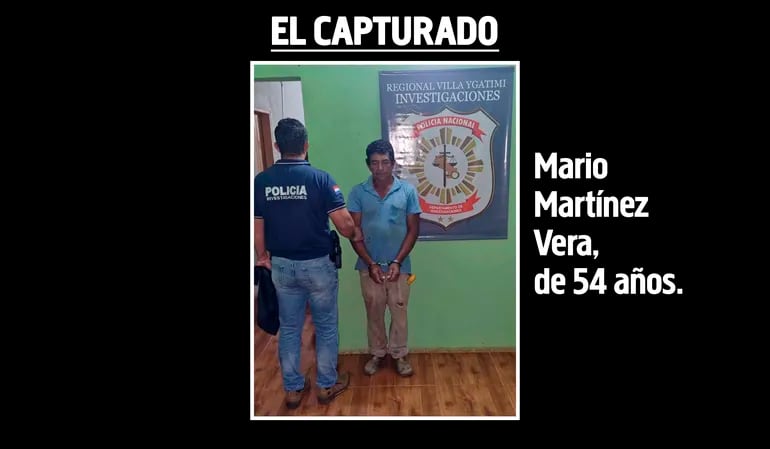 Mario Martínez Vera, de 54 años, capturado en Villa Ygatimí por el feminicidio en Minga Porã.