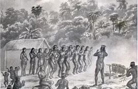 Adolf Methfessel: Celebración Guaraní (para el libro de Juan Bautista Ambrosetti Los indios Cainguá del Alto Paraná, 1894)