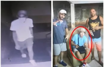 A la izquierda, la imagen del sicario que atacó en Capiatá. A la derecha, en círculo, el que sería el mismo joven con el mismo sombrerito.