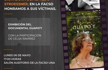 Proyectarán documental Guapo´y, con la participación de Celsa Ramírez, víctima de la dictadura militar de Alfredo Stroessner.
