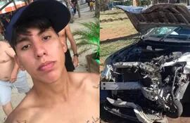 Osvaldo Zaracho, imputado por el feminicidio de Katia Brítez. En la foto se ve cómo quedó el auto que usó para arrollarla una y otra vez.
