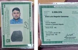Cédula brasilera falsa presentada por José Luis Bogado Quevedo.